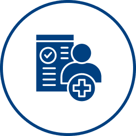 Medical profile icon with checklist symbol.
