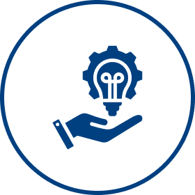 Hand holding lightbulb and gear icon.